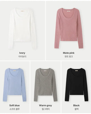 Slim Scoop Neck Knit