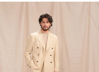 [CULTUM] Seersucker Double-Breasted Peak Lapel Suit