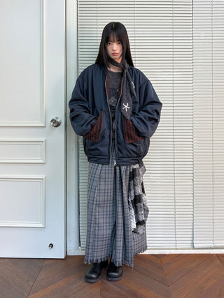 [NeverSeez] Pleated Plaid Skirt with Removable Waist Detail