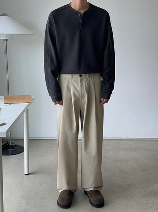 Getty Herringbone Double-Pleat Half-Band Pants