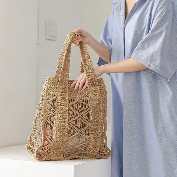 Rattan knit mesh summer shoulder bag
