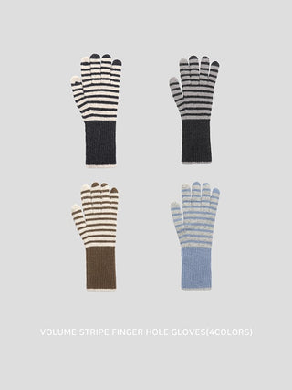 Volume Striped Fingerhole Gloves
