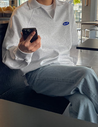 Moment Embroidered Collared Sweatshirt (3 colors)