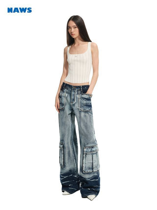 [NOTAWEAR] Lightning Wash Wide-Leg Denim  Pants