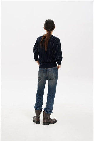 [MASONPRINCE] Retro Striped Layered Knit Sweater