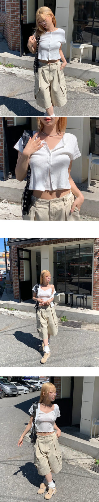 Wide Cargo Bermuda Pants - 2 colors