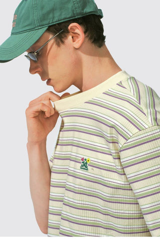 [Monterest] Waffle Knit Striped Logo T-Shirt