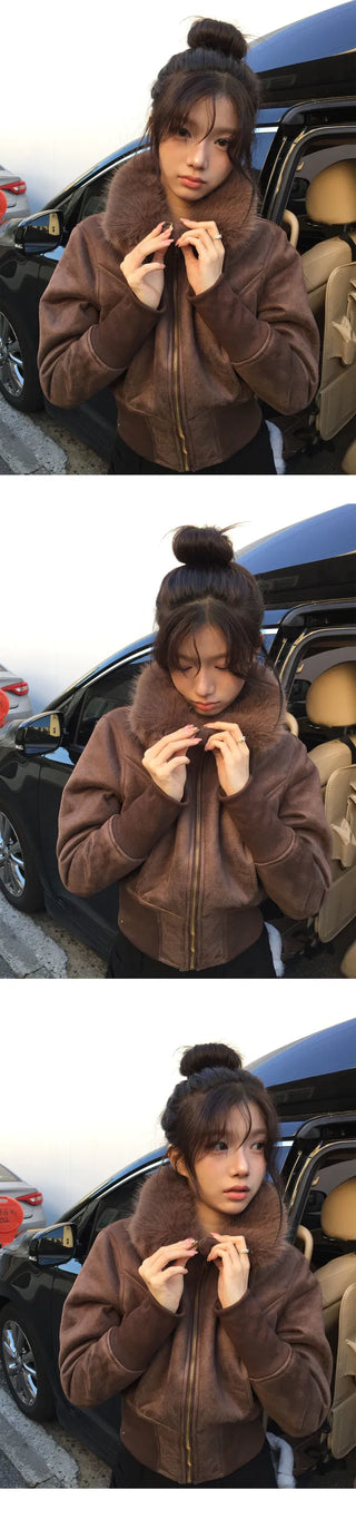 Model Recommendation: Elin Crop Banding Fur Shearling Jacket