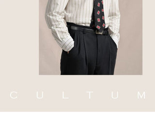 [CULTUM] 1930s Long Point Collar Striped Shirt
