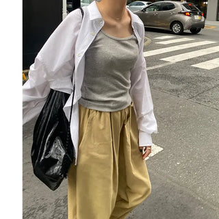 Ribbed round sleeveless top