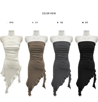 Uneven Ruffle Top Dress - 4 Colors