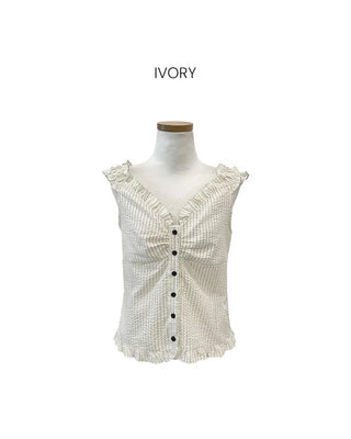 [2-way] Frill Stripe Border Blouse