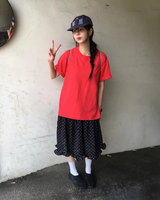 Frilled polka dot skirt