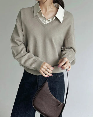 Shirt-layered knit