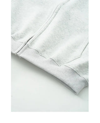 Embroidered hooded zip-up jacket