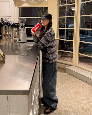 Balloon wide denim pants