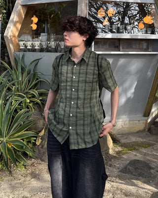 (Unisex) Tartan Check Half Shirt
