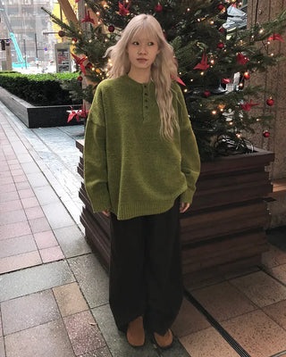 Henley neck oversized knit