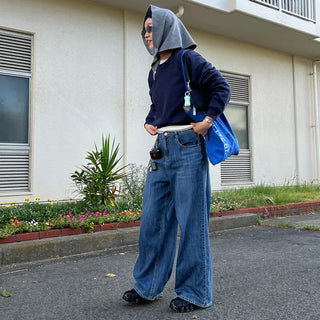 Wide denim pants