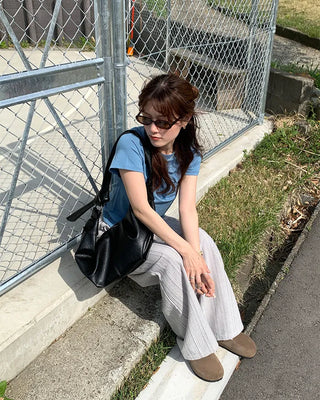 Linen striped banding pants