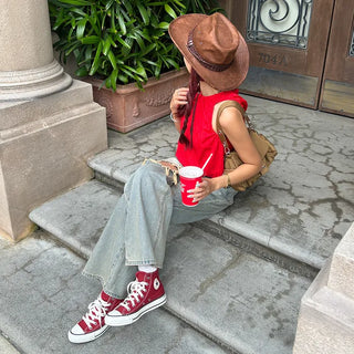 Vintage wide-leg denim pants