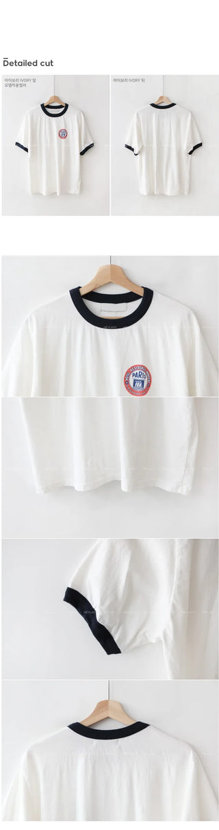 Two-tone oversized short-sleeved T-shirt