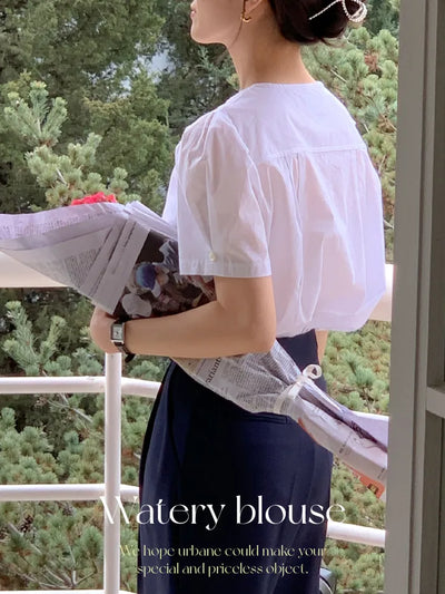 Lovely short-sleeved puff blouse (3c)