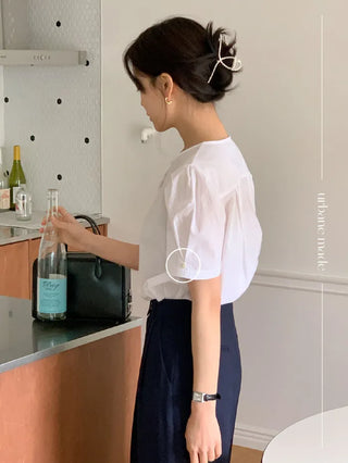 Lovely short-sleeved puff blouse (3c)