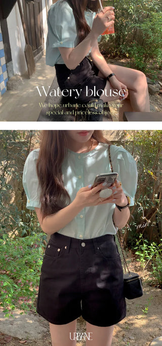 Lovely short-sleeved puff blouse (3c)