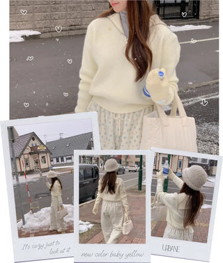 Sailor Wool Sailor Collar Half-Zip Knit