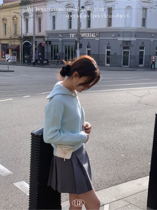 Sailor Wool Sailor Collar Half-Zip Knit