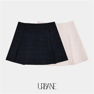 A-line pleated mini tweed skirt (2c)