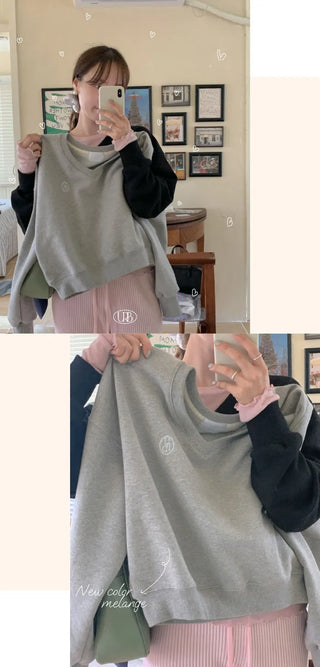 Cropped V-neck loose-fit sweatshirt (4c)