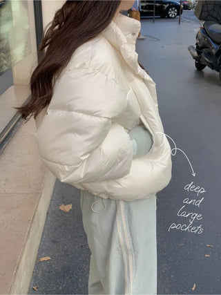 Heart Oversized Cropped Short Down Jacket (3c)