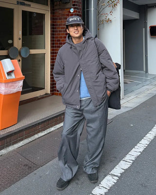 Two-pleat striped slacks