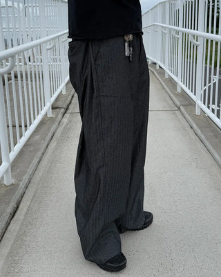 Side-tuck denim slacks