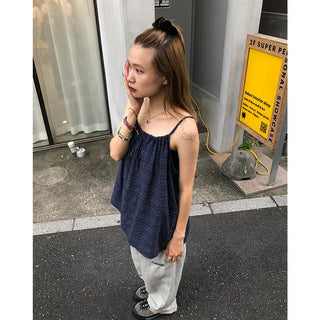 Checked Shirred Camisole