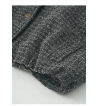 Wool round neck button jacket