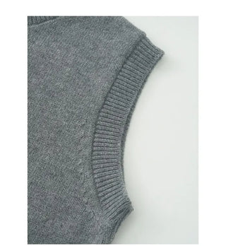 Poodle embroidered round neck knit vest