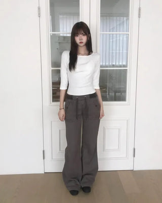 wide waist frare pants