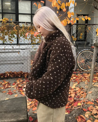 Dot fleece zip-up