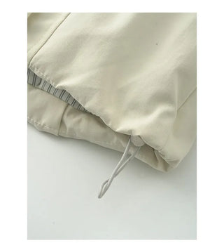 High-neck waist string down jacket