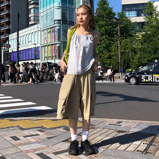 Striped button camisole