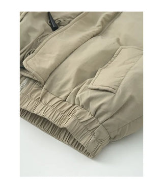 Duffle down jacket with buttons and fur hood