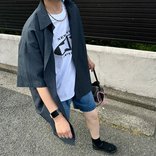 Basic Oversized Short-Sleeve Shirt