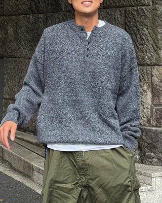 Henley neck basic knit