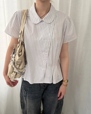 Striped pintuck shirt blouse