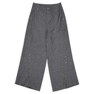 Button-down wide-leg slacks