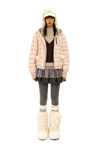 [Moromoro2] Lace Trim Hooded Down Jacket /  Vest