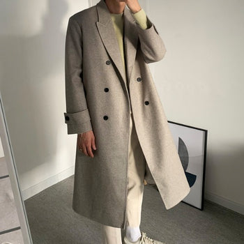 Lapel Collar Herringbone Robe Coat (3 colors)